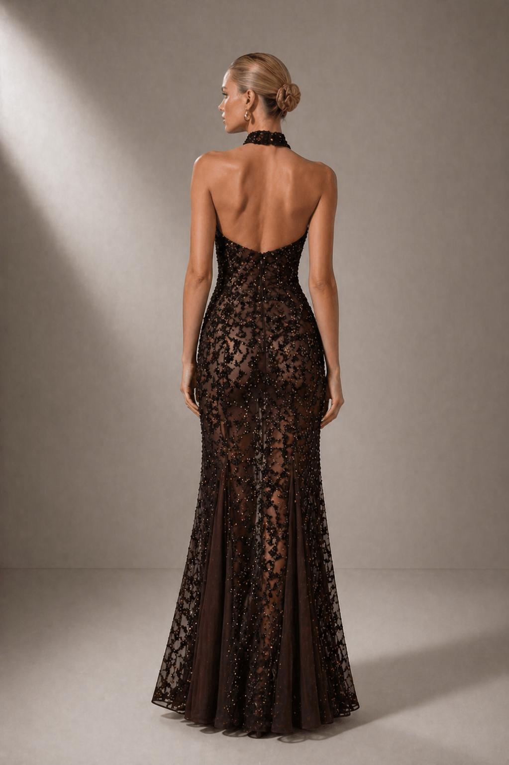 Vestido Halter con Lentejuelas Calista