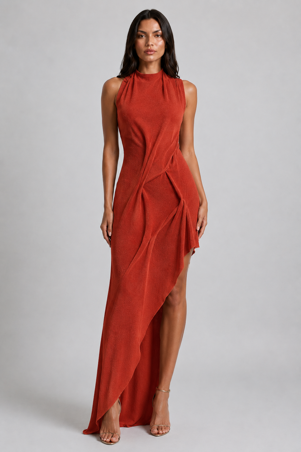 Vestido drapeado ondulado