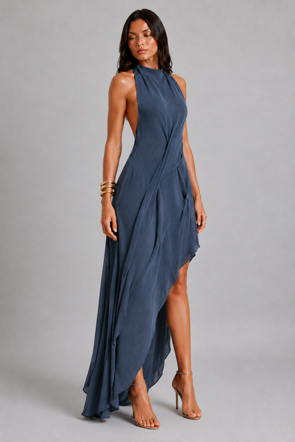 Vestido drapeado ondulado