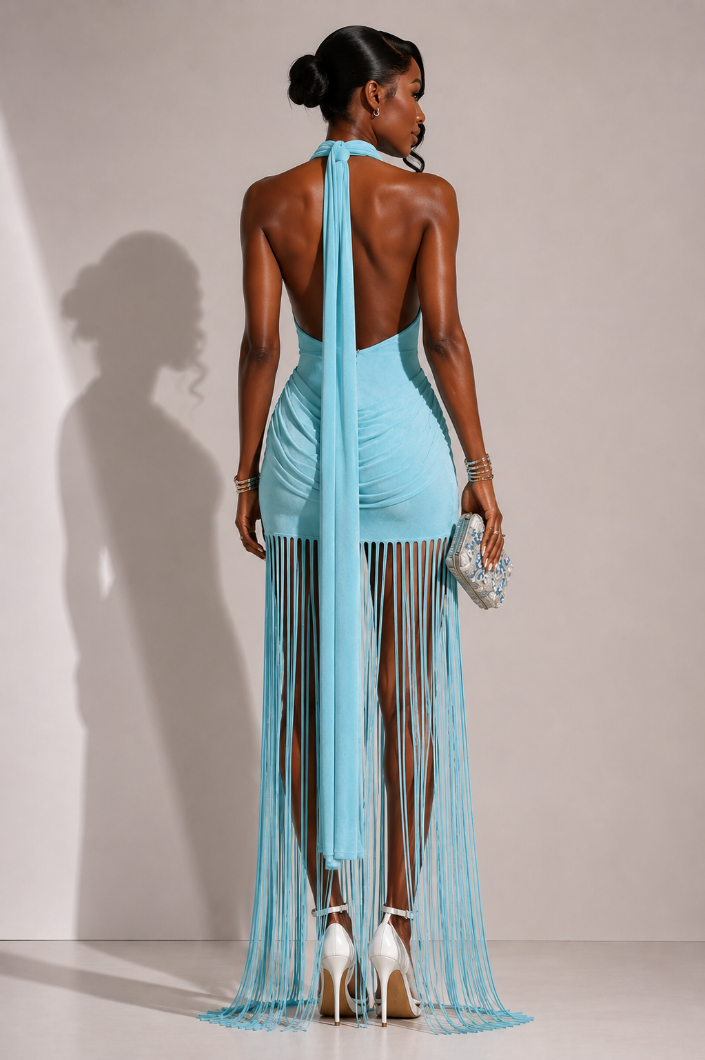 Vestido Halter Riviera con Flecos