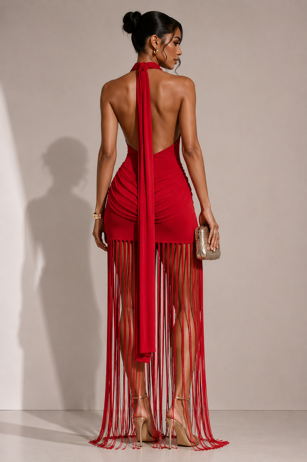 Vestido Halter Riviera con Flecos