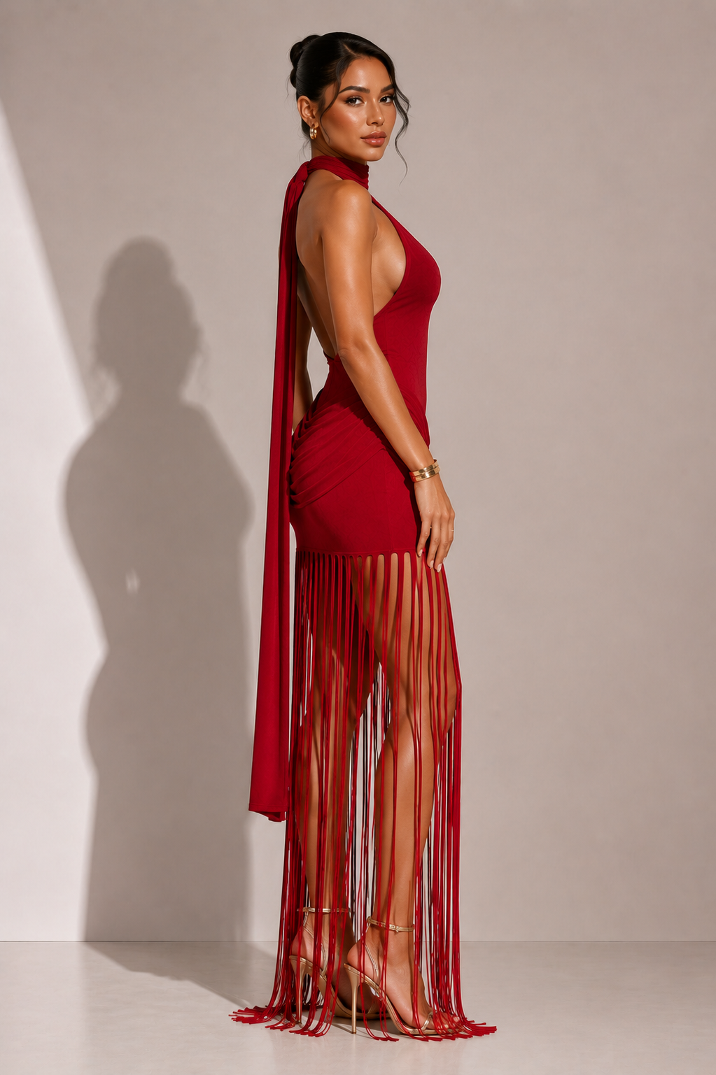 Vestido Halter Riviera con Flecos