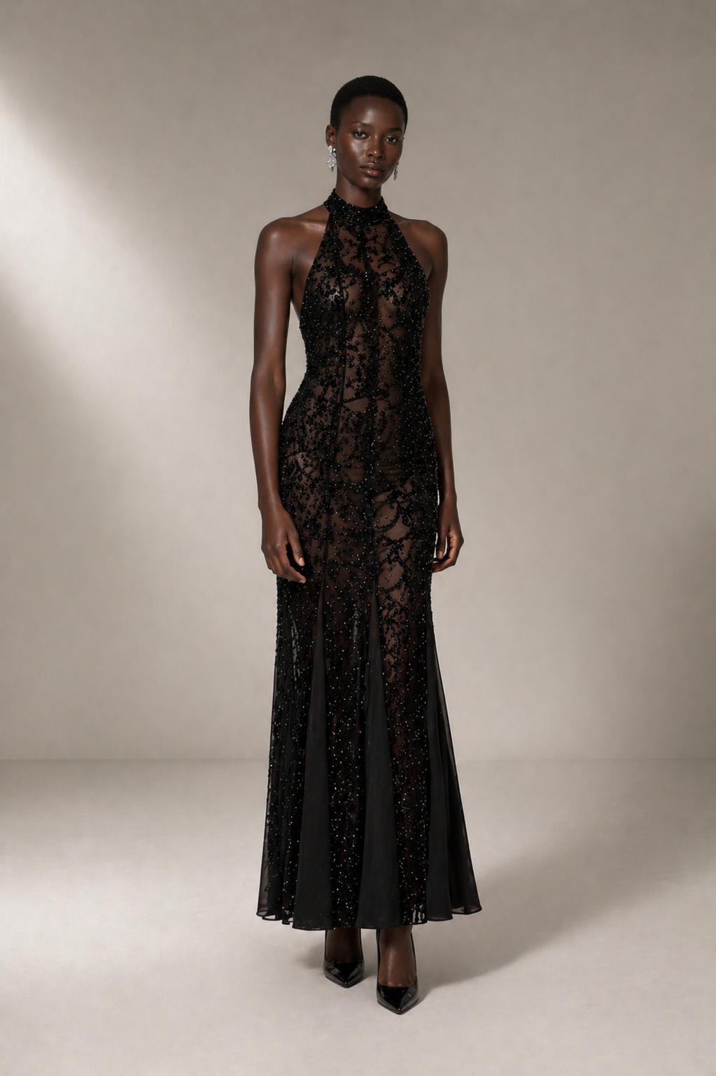Vestido Halter con Lentejuelas Calista