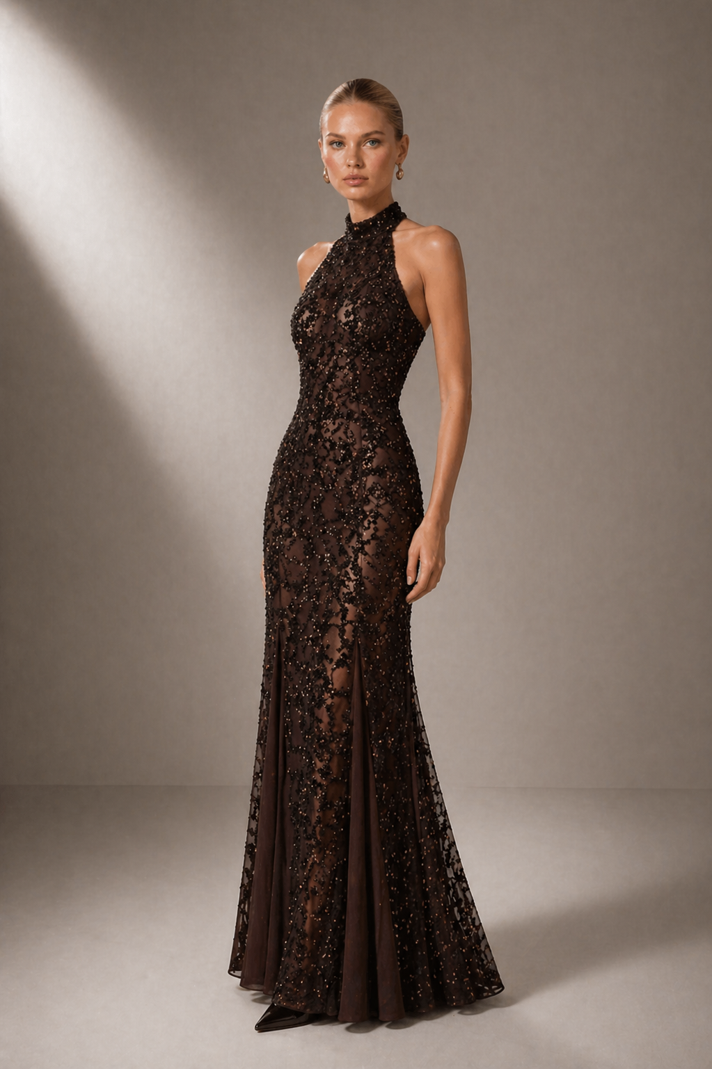 Vestido Halter con Lentejuelas Calista