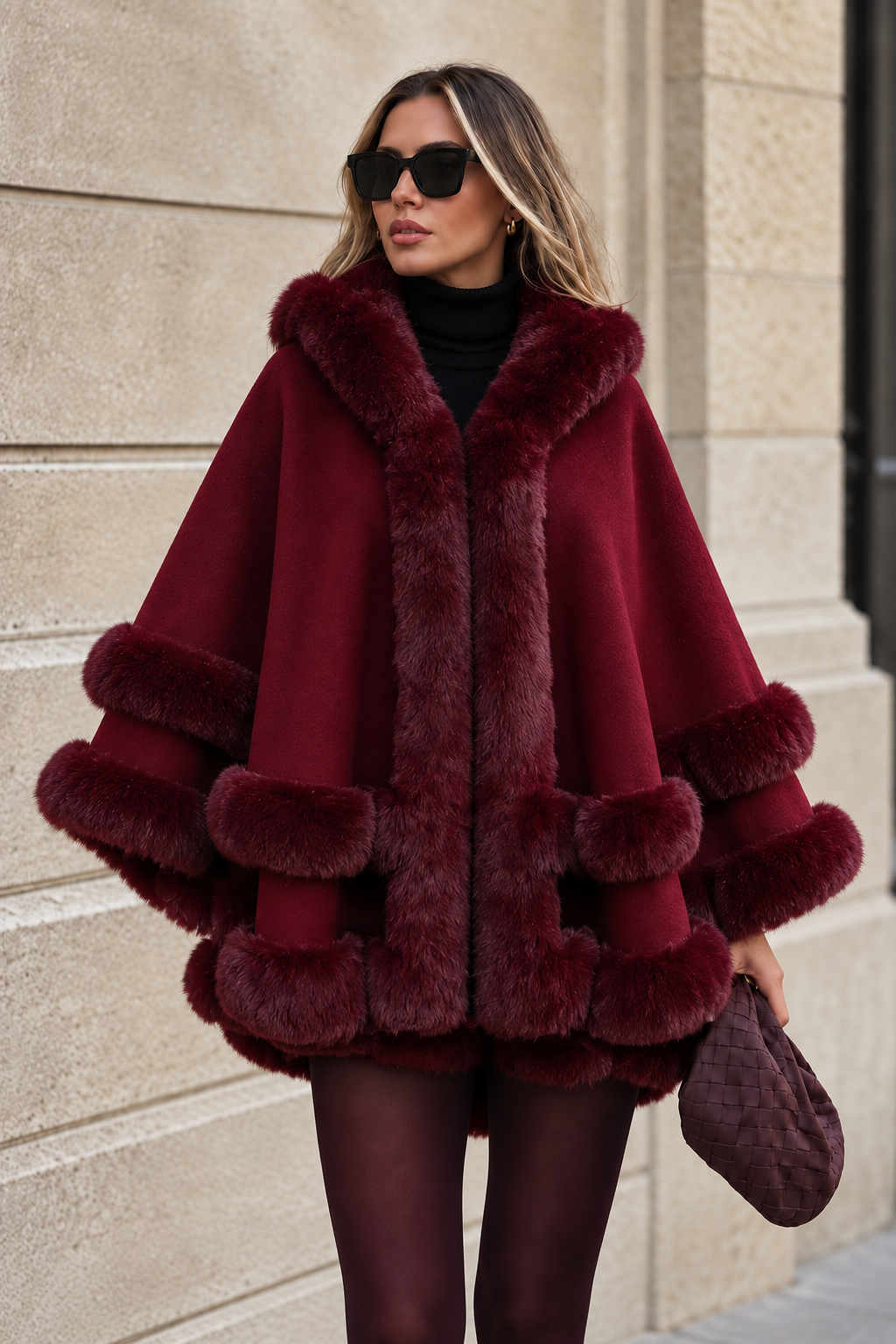 Capa Reina con ribete de piel